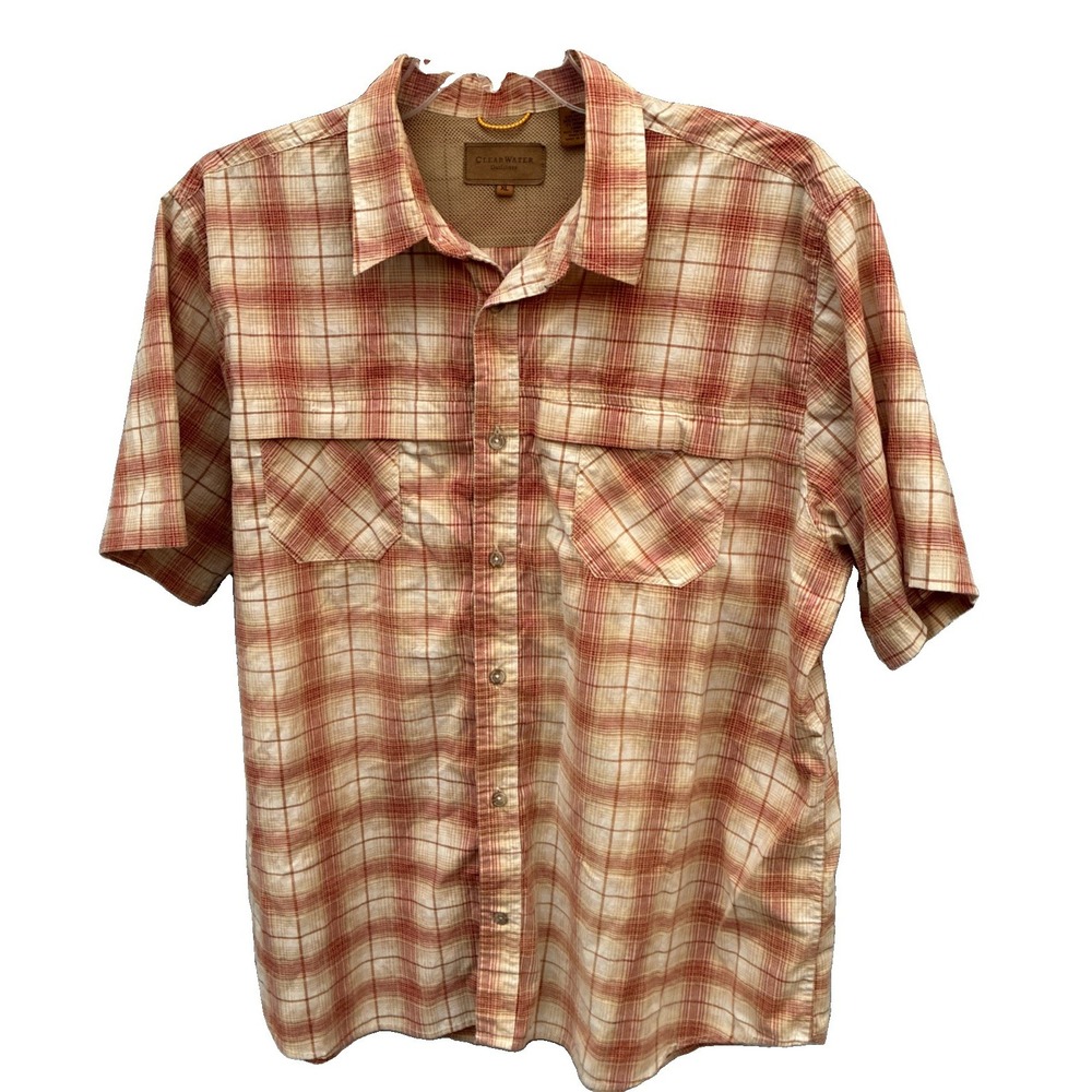 Clearwater Outfitters Men's XL Plaid Short Sleeve  Fishing/Active Shirt Stretch